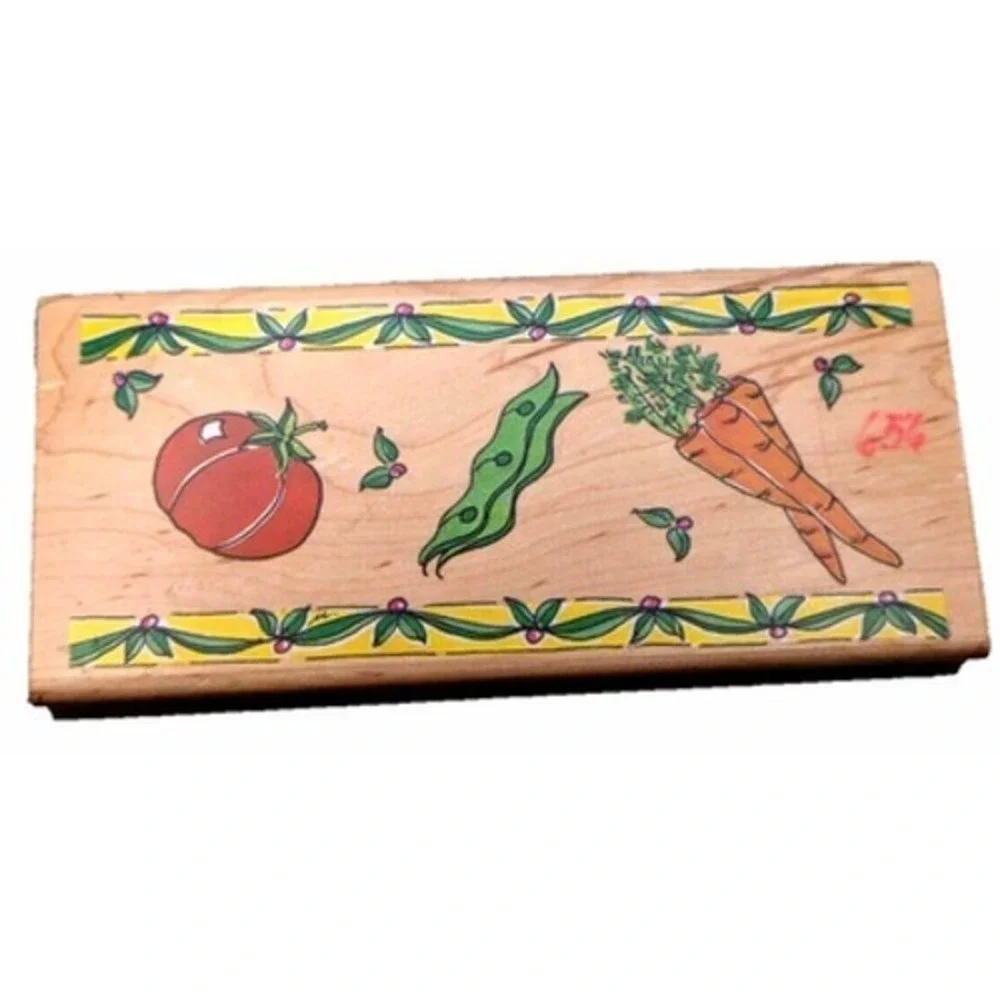 Stampa Rosa Tea Garden Border Vegetables 1998 Rubber Stamp Wood #D13